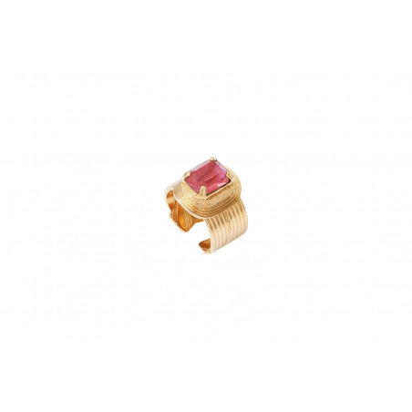 Romantic prestige crystal adjustable ring | pink