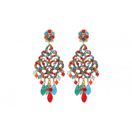 Summery prestige crystal butterfly fastening earrings - red