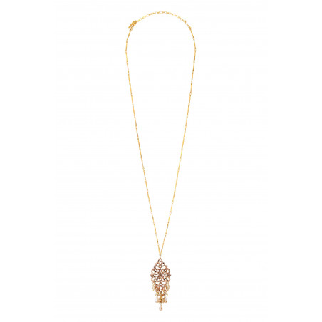 Baroque crystal prestige necklace I golden91745