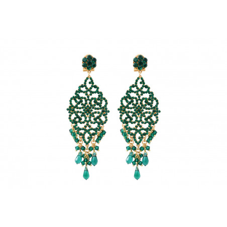 Elegant crystal butterfly fastening earrings - green