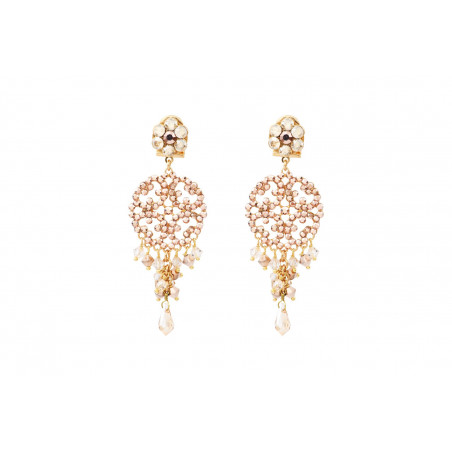 Boucles d'oreilles percées glamour cristaux prestige - doré