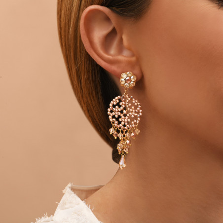 Boucles d'oreilles percées glamour cristaux prestige - doré91778