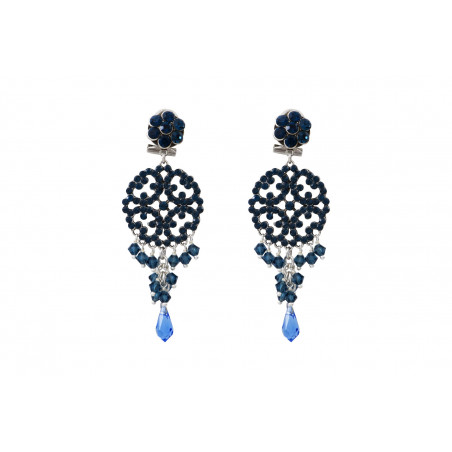 Boucles d'oreilles percées sophistiquées cristaux prestige I bleu