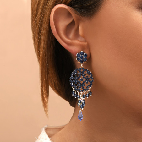 Boucles d'oreilles percées sophistiquées cristaux prestige I bleu91780