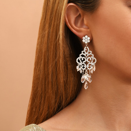 Romantic prestige crystal butterfly fastening earrings - silver91786