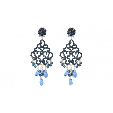 Mysterious prestige crystal butterfly fastening earrings | blue