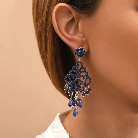 Mysterious prestige crystal butterfly fastening earrings - blue91788