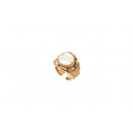 Precious mother-of-pearl adjustable ring I white