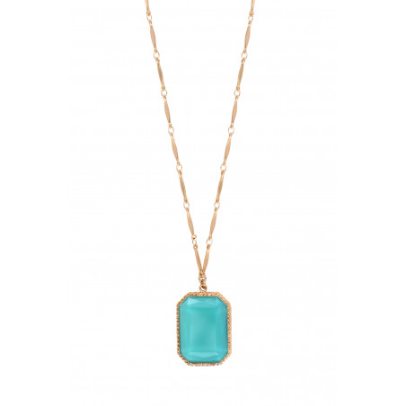 On-trend cabochon adjustable pendant necklace l turquoise