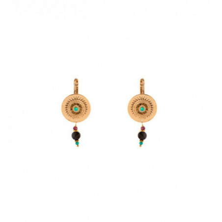 Trendy sleeper earrings with Turquoise crystals | Multicoloured