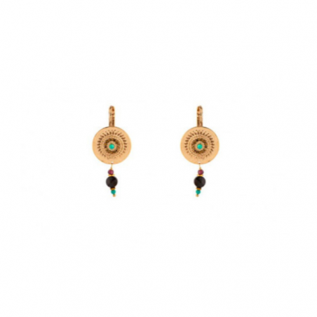 Trendy sleeper earrings with Turquoise crystals | Multicoloured91854