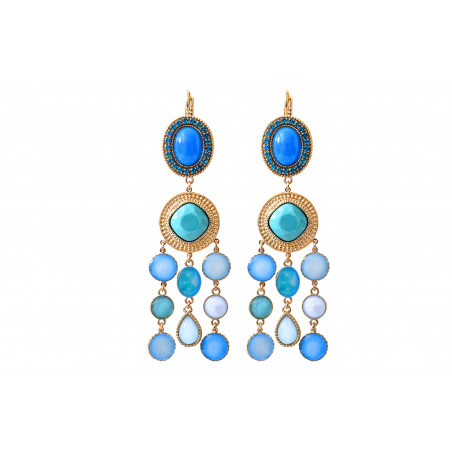 Colourful cabochon crystal sleeper earrings - turquoise