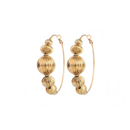Gadrooned bead hoop earrings - gold