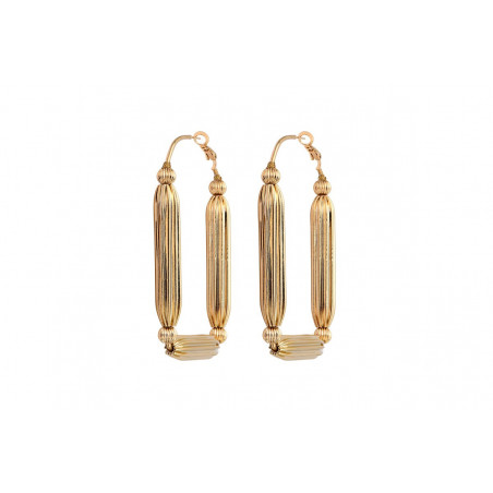 Graphic gadrooned bead hoop earrings - gold