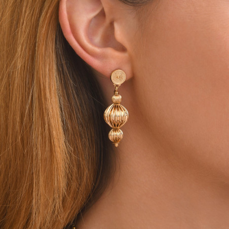 Boucles d'oreilles percées perles godron - doré92450