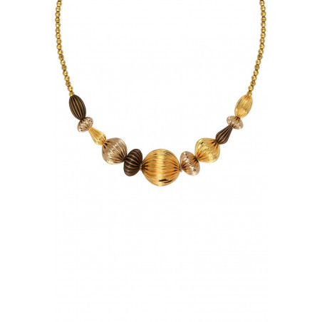 Women's short necklace with gadrooned beads - multi gold92452