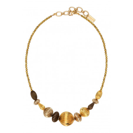 Women's short necklace with gadrooned beads - multi gold