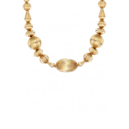 High fashion gadrooned bead necklace - multi gold