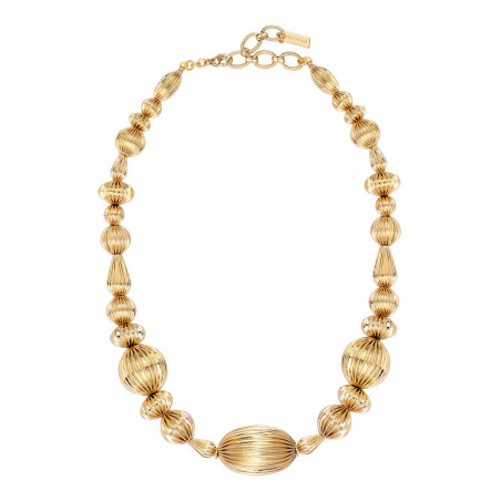 High fashion gadrooned bead necklace - multi gold92462