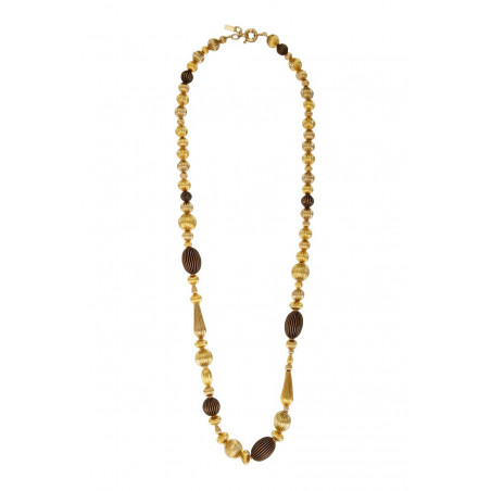 Gadrooned bead sautoir necklace - multi gold