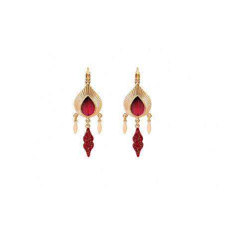 Light feather sleeper earrings - red