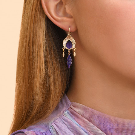 Chic feather sleeper earrings - purple92480