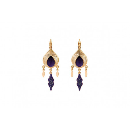 Chic feather sleeper earrings - purple