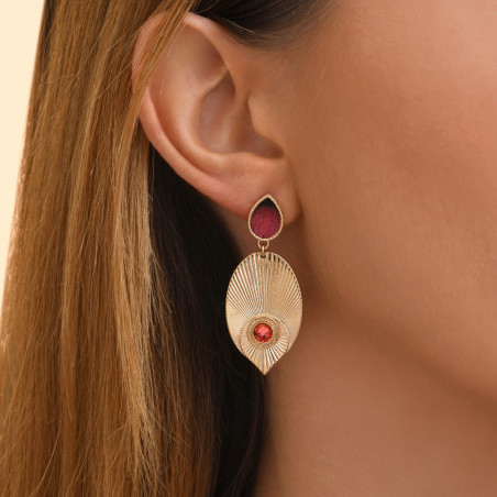 Refined feather Prestige crystal stud earrings - red92482