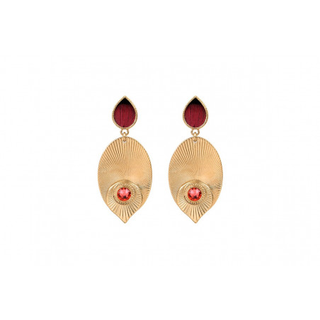 Refined feather Prestige crystal stud earrings - red