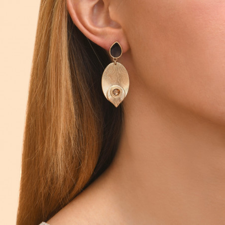 Timeless feather Prestige crystal stud earrings - brown92484