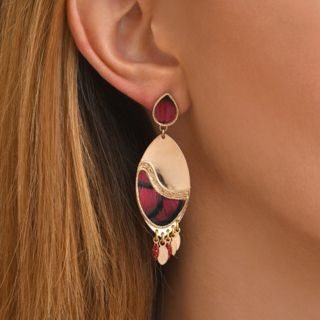 Couture feather enamelled resin stud earrings - red92488