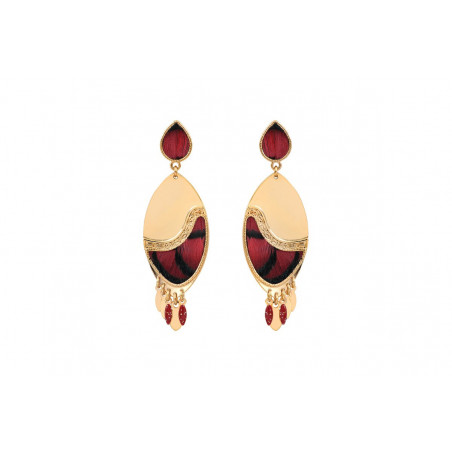Couture feather enamelled resin stud earrings - red
