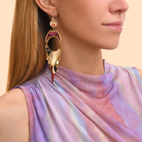 Festive Prestige crystal feather clip-on earrings - red92506