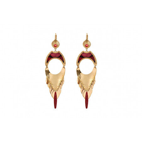 Festive Prestige crystal feather clip-on earrings - red