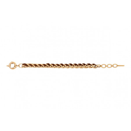 Classic velvet and gold-plated metal adjustable chain bracelet - brown92646