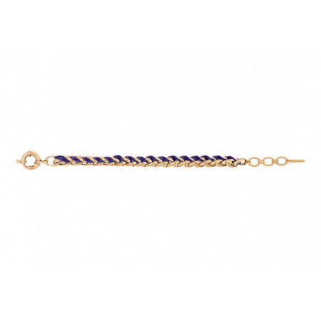 Baroque velvet and gold-plated metal adjustable chain bracelet - purple92649