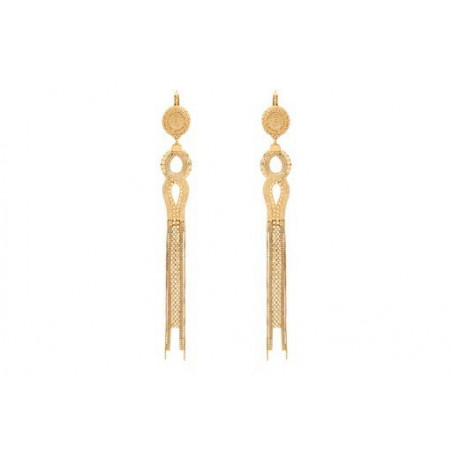 Boucles d'oreilles pendantes originales métal doré à l'or fin - doré