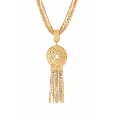Multi-strand fine gold-plated metal sautoir necklace - gold-plated