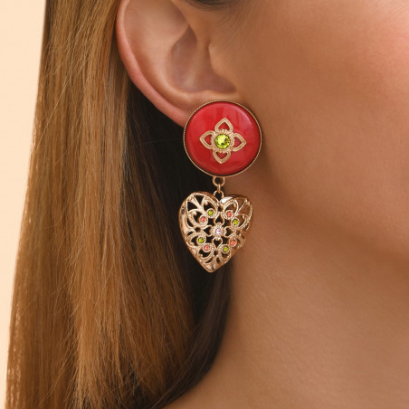 Glamorous Prestige crystal enamelled resin clip-on earrings - pink92727