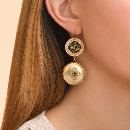 Chic Prestige crystal cabochon sleeper earrings - gold-plated92736