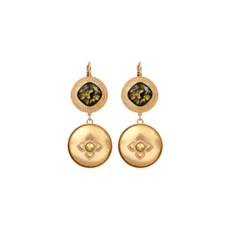 Chic Prestige crystal cabochon sleeper earrings - gold-plated