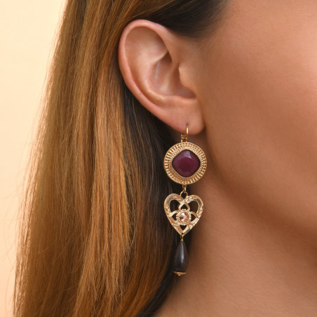 Fashion wood Prestige crystal sleeper earrings - red wood92740
