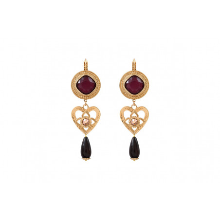 Fashion wood Prestige crystal sleeper earrings - red wood