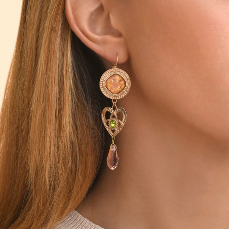 Poetic Prestige crystal faceted bead sleeper earrings l pink92744