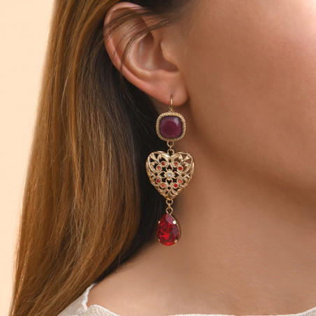 Precious Prestige crystal heart sleeper earrings - red92746