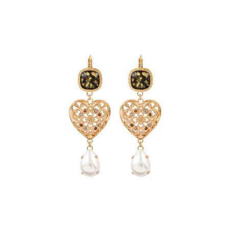Fashion Prestige crystal sleeper heart sleeper earrings - gold-plated