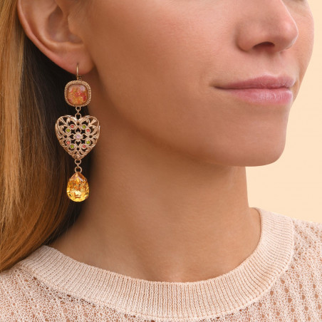 Refined Prestige crystal heart sleeper earrings - pink92750
