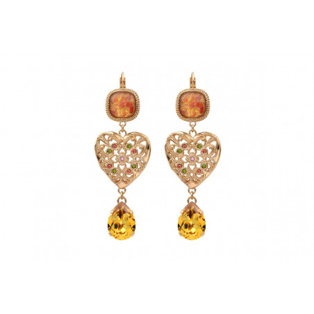 Refined Prestige crystal heart sleeper earrings - pink