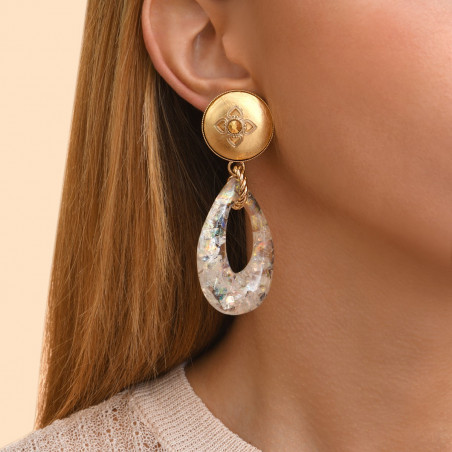Prestige crystal resin stud earrings - gold-plated93043