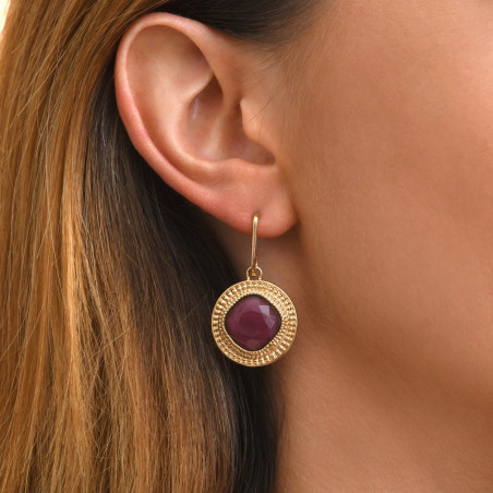 Glamorous faceted cabochon hoop earrings - red93044